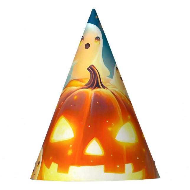 Pumpkin Glow Ghost Party Watercolor Hat (Front)