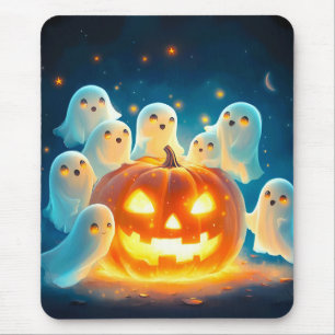 Pumpkin Glow Ghost Party Watercolor Mouse Pad