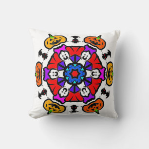 Pumpkin Glow Mandala Throw Pillow