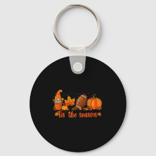 Pumpkin Gnome Football Tis The Season Fall Thanksg Keychain