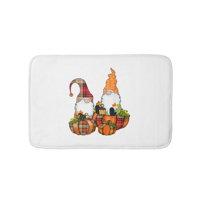 Pumpkin Gnomes Fall Autumn Cute Halloween Bath Mat (Front)