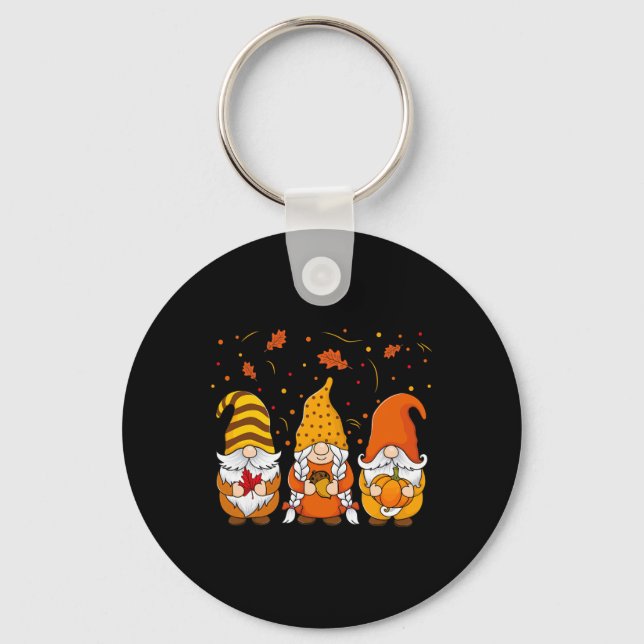 Pumpkin Gnomes Fall Autumn Cute Halloween Thanksgi Keychain (Front)