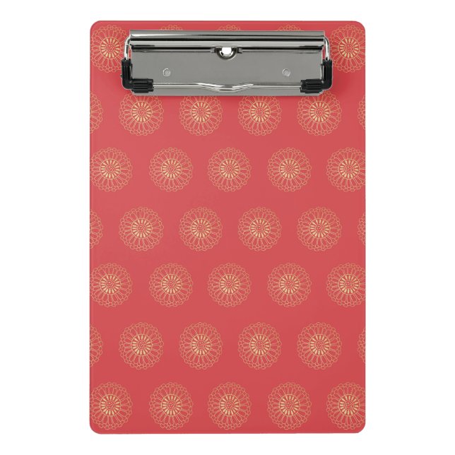 Pumpkin | Golden Zinnia Flower Medallions Mini Clipboard (Front)