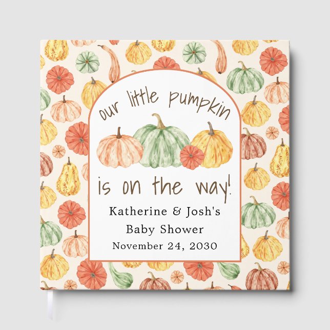 Pumpkin Gourd Autumn Baby Shower Guest Book (Front)