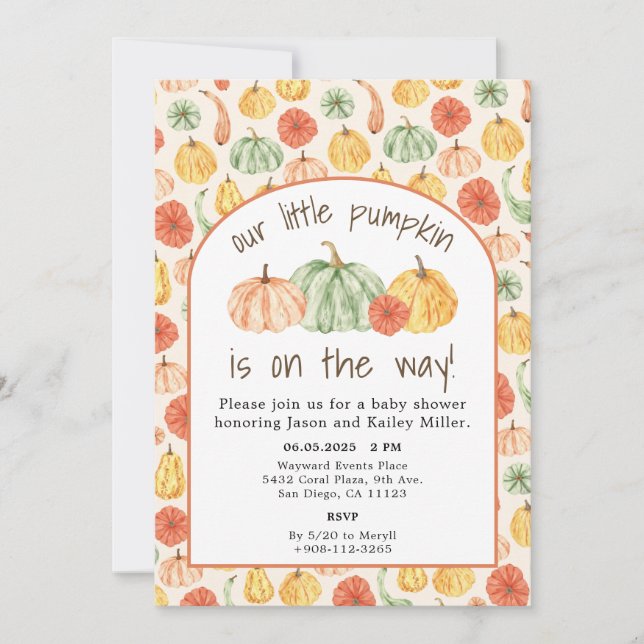 Pumpkin Gourd Autumn Baby Shower Invitation (Front)