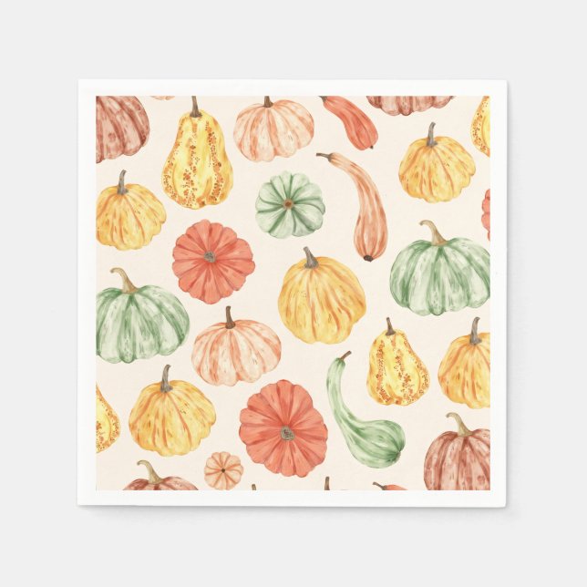 Pumpkin Gourd Autumn Baby Shower Napkin (Front)
