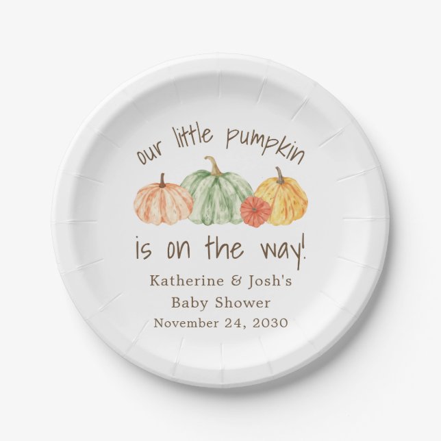 Pumpkin Gourd Autumn Baby Shower Paper Plate (Front)