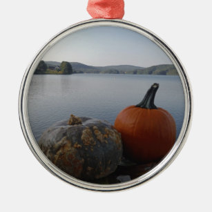 Pumpkin Gourds on  Lake Arrowhead at Dusk Metal Ornament