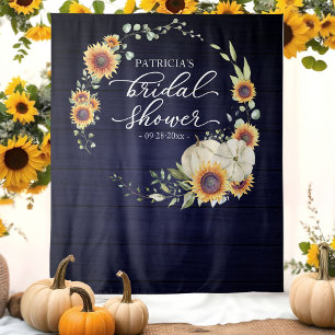 Pumpkin Greenery Autumn Bridal Shower Backdrop Tapestry