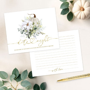 Pumpkin Greenery Bridal Shower Date Night Cards