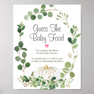 Pumpkin Greenery Bridal Shower Guess the Baby Food Poster