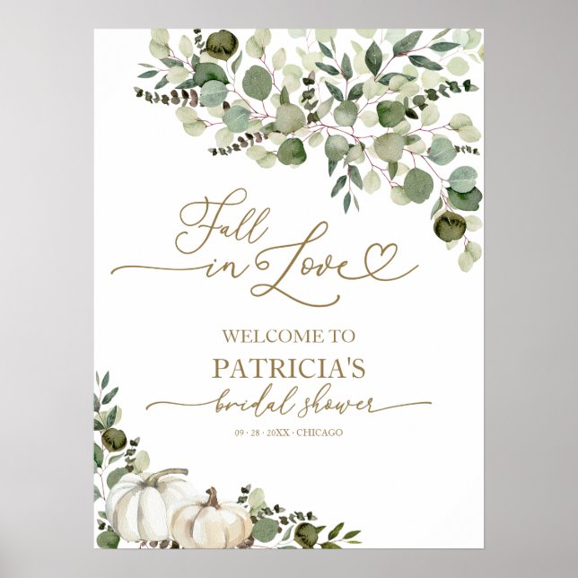 Pumpkin Greenery Bridal Shower Welcome Sign (Front)