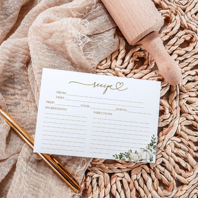 Pumpkin Greenery Fall Bridal Shower Recipe Card (Creator Uploaded)