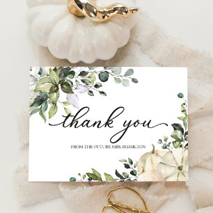 Pumpkin Greenery Fall Bridal Shower Thank You Card