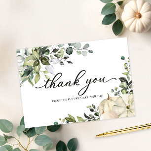 Pumpkin Greenery Fall Bridal Shower Thank You Card