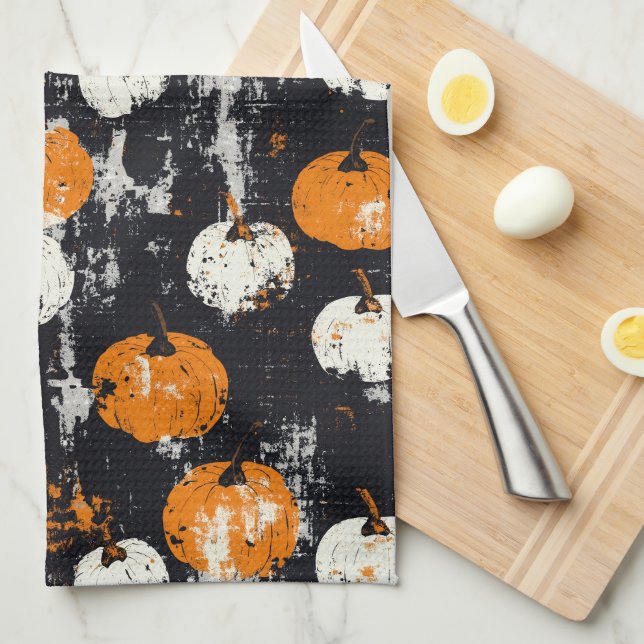 Pumpkin Grunge Kitchen Towel (Quarter Fold)