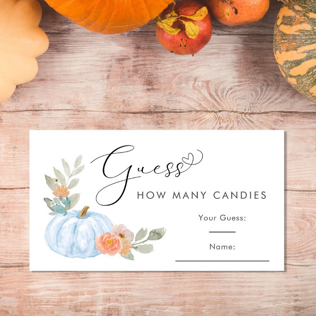 Pumpkin Guess How Many Candies Boy Shower Game Enclosure Card (Creator Uploaded)