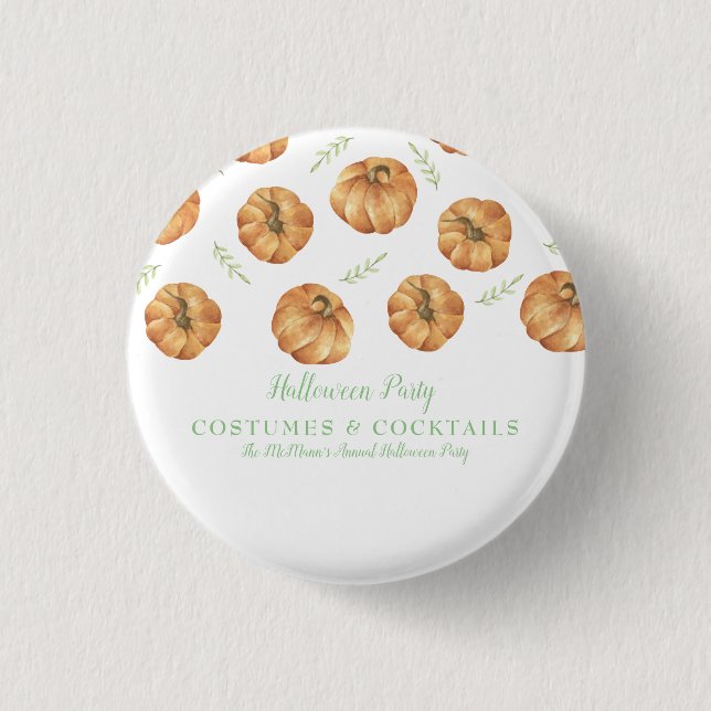 Pumpkin Halloween 1 Inch Round Button (Front)