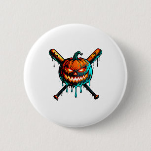 Pumpkin Halloween Baseball Ice Cream Drip Soky Boy 2 Inch Round Button