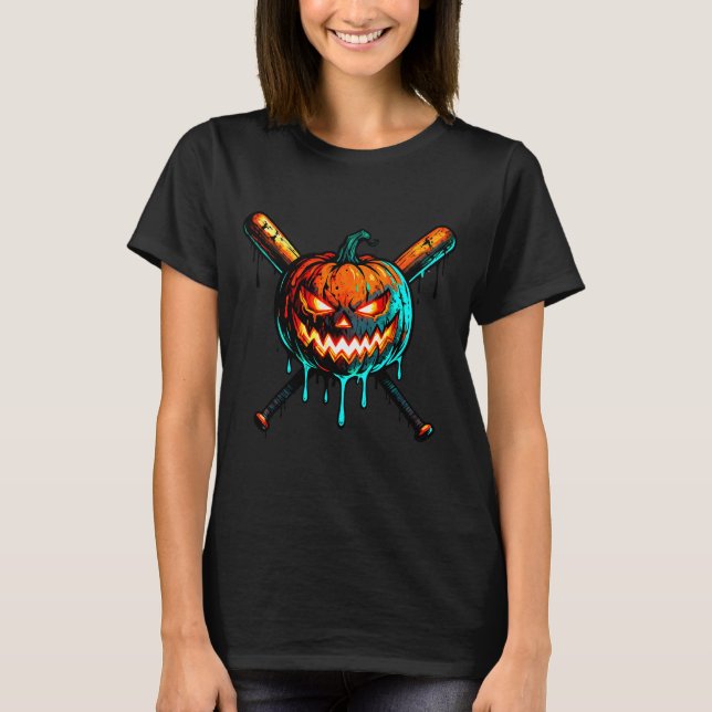 Pumpkin Halloween Baseball Ice Cream Drip Soky Boy T-Shirt (Front)