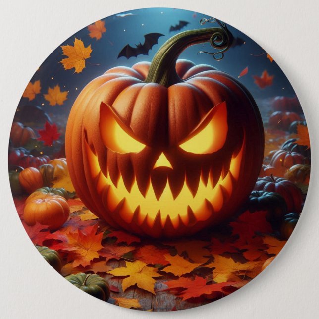 pumpkin/Halloween/bat spooky  6 Inch Round Button (Front)