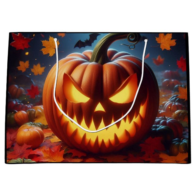 pumpkin/Halloween/bat spooky  Large Gift Bag (Front)