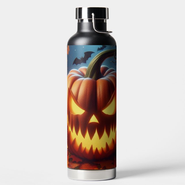 pumpkin/Halloween/bat spooky  Water Bottle (Left)