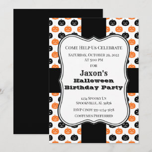 Pumpkin Halloween Birthday Party Invitation