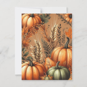 Pumpkin Halloween, Botanical Greenery & Fall Postcard