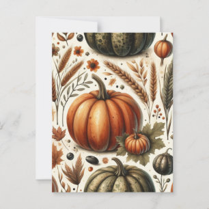 Pumpkin Halloween, Botanical Greenery & Fall  Postcard