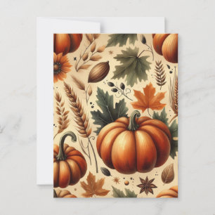 Pumpkin Halloween, Botanical Greenery & Fall  Postcard