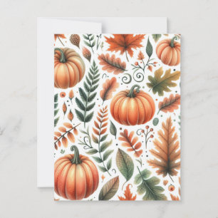 Pumpkin Halloween, Botanical Greenery & Fall  Postcard