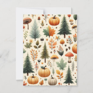 Pumpkin Halloween, Botanical Greenery & Fall  Postcard