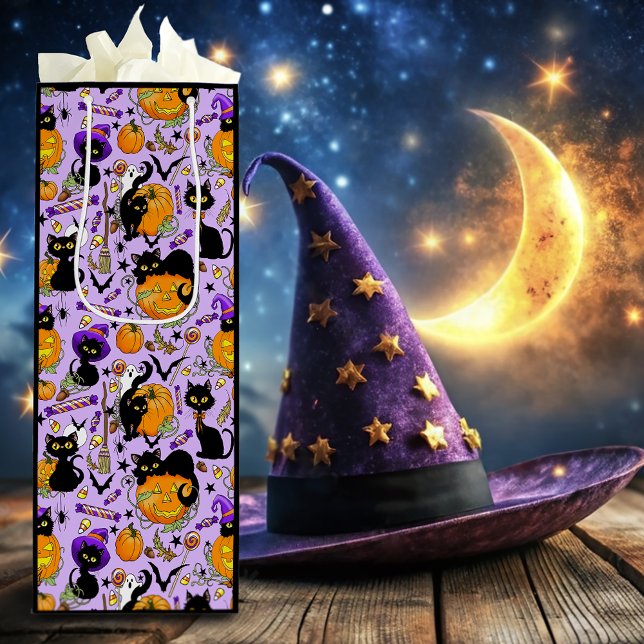 Pumpkin Halloween Candy Black Cats Wine Gift Bag (Creator Uploaded)