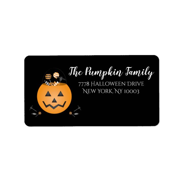 Pumpkin Halloween Candy Bucket Trick Or Treat Label (Front)