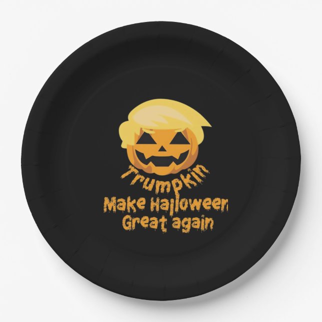 Pumpkin Halloween Design Paper Plate (Front)
