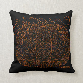 Pumpkin Halloween Fall Art Orange Chevron Pattern Throw Pillow