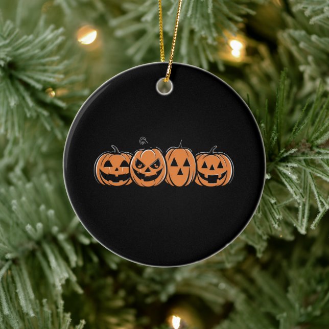 Pumpkin Halloween Fall Thanksgiving Gift Ceramic Ornament (Tree)