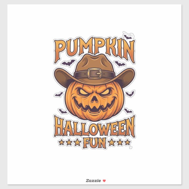 Pumpkin Halloween Fun Jack Lantern Cowboy Hat Bats (Sheet)