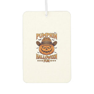 Pumpkin Halloween Fun Jack Lantern Cowboy Hat Bats Air Freshener