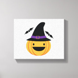 Pumpkin Halloween Jack O Lantern Bat Canvas Print