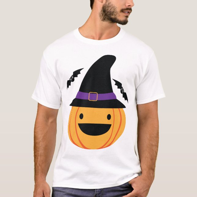 Pumpkin Halloween Jack O Lantern Bat T-Shirt (Front)