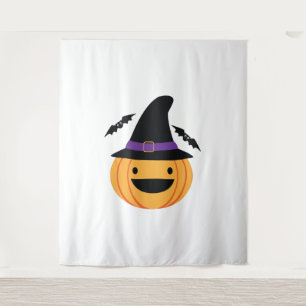 Pumpkin Halloween Jack O Lantern Bat Tapestry