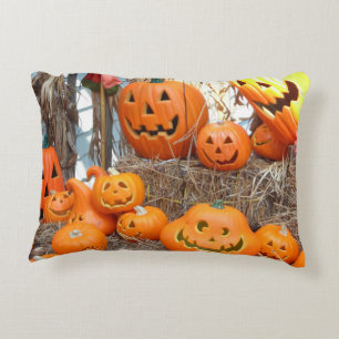 Pumpkin halloween jack o lantern orange pumpkins accent pillow