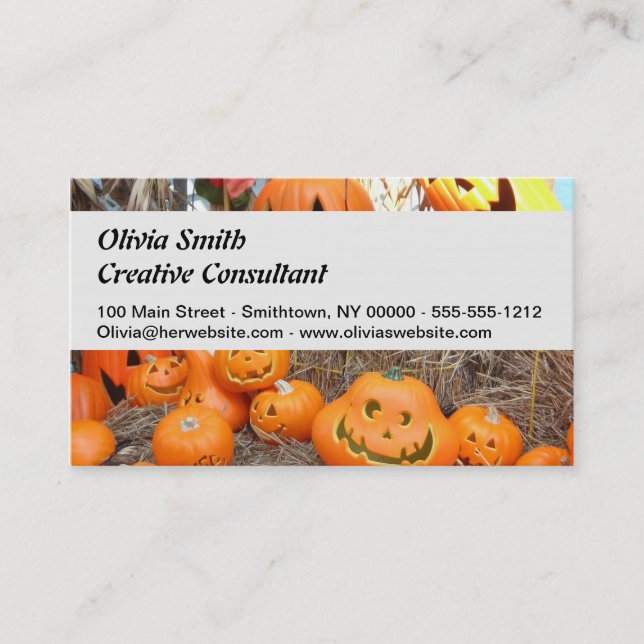 Pumpkin halloween jack o lantern orange pumpkins business card (Front)