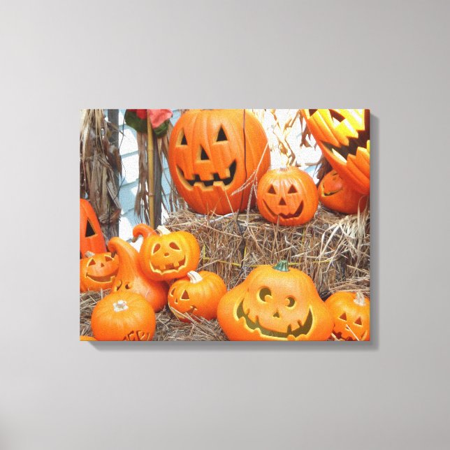 Pumpkin halloween jack o lantern orange pumpkins canvas print (Front)