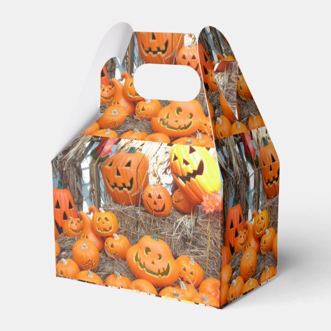 Pumpkin halloween jack o lantern orange pumpkins favor box (Front Side)