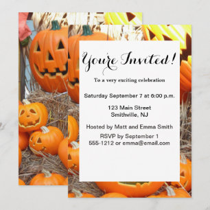 Pumpkin halloween jack o lantern orange pumpkins invitation