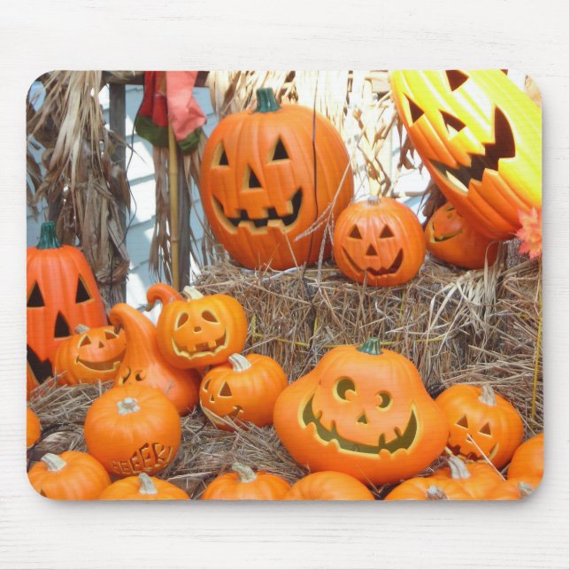 Pumpkin halloween jack o lantern orange pumpkins mouse pad (Front)