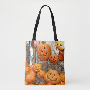 Pumpkin halloween jack o lantern orange pumpkins tote bag